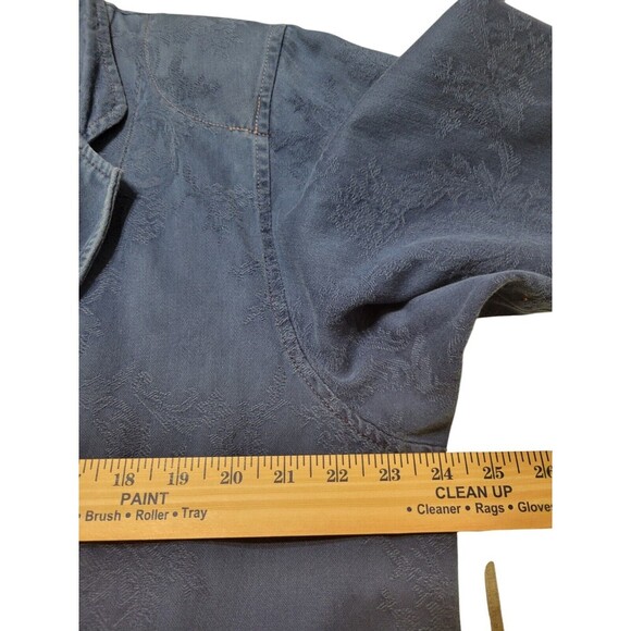 VINTAGE Retro 80s Maria Koutsikou Oversized Jacket Blue Floral Jacquard Sz M H3 - Picture 8 of 10